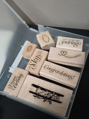 Sky is the Limit Srampin Up Wood Mounted  Rubber Stamp Set